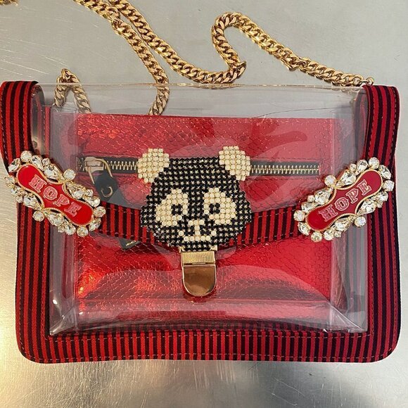 Lisa C Bijoux Swarovski PVC Crossbody Italy NWOT - Picture 2 of 10